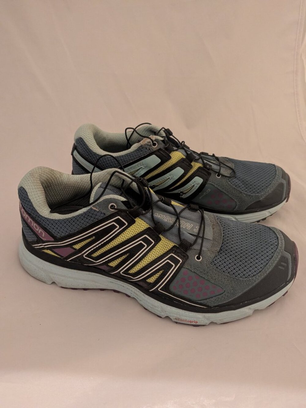 Salomon Womens 8.5 Running Shoes Purple X Mission 3 Mesh Trail Athletic Hiking